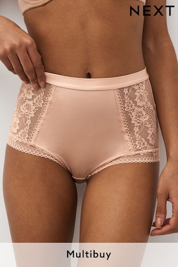 Rose Pink High Rise Microfibre And Lace Knickers (N04807) | £9