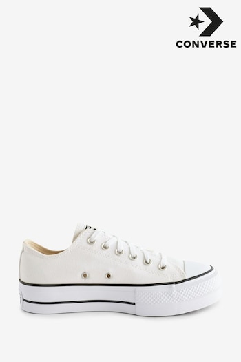 Converse White/Black Huck Taylor All Star Lift Ox Trainers (N04816) | £75