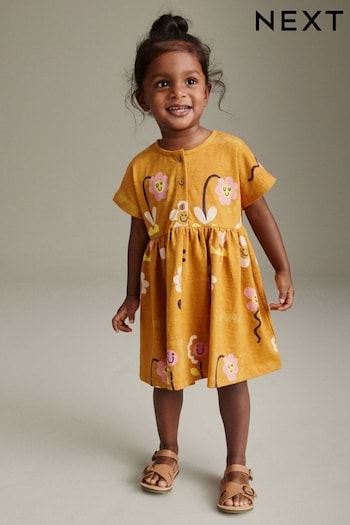 Rust Brown Short Sleeve Jersey Dress (3mths-7yrs) (N04839) | £7 - £9