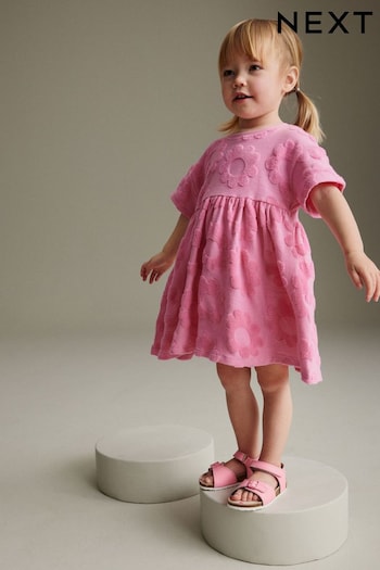 Bright Pink Textured Towelling Dress (3mths-7yrs) (N04840) | £10 - £12