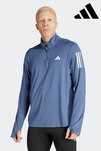 adidas Blue Performance Own The Run 1/4 Zip Long Sleeve Top (N04882) | £40