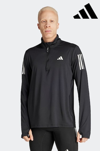 adidas Black Performance Own The Run 1/4 Zip Long Sleeve Top (N04902) | £40