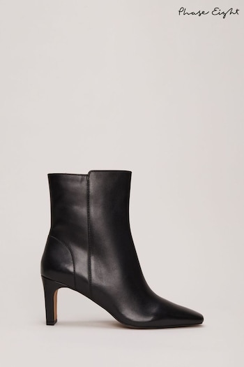 Phase Eight Leather Black Ankle Boots (N04905) | £149
