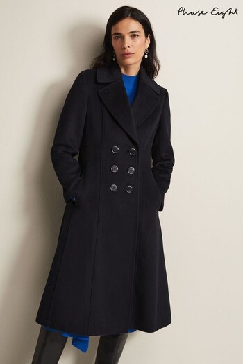 Phase Eight Blue Sandra Long Smart Coat (N04918) | £279