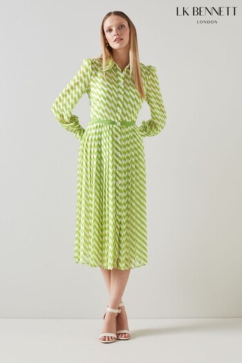 LK Bennett Green Tallis Graphic Stripe stylish Shirt Dress (N04922) | £299