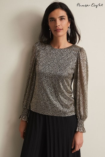 Phase Eight Gold Metallics Valery Plisse Foil Top (N04925) | £65