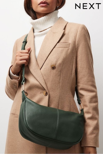 Olive Green Leather Sling Bag (N04937) | £48