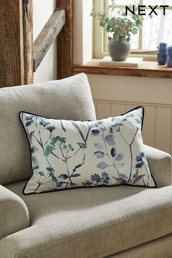 Blue Rectangle Isla Floral Cushion (N04945) | £15