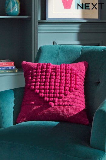Fushsia Pink Bobble Heart 43 x 43cm Cushion (N04949) | £20