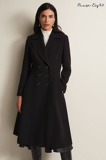 Phase Eight Sandra Long Smart Black Coat (N04955) | £269