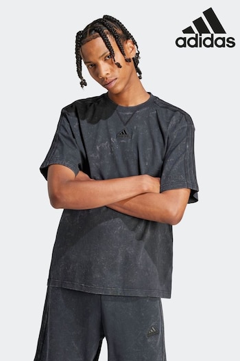 adidas dame Grey Sportswear All Szn 3-Stripes Garment Wash T-Shirt (N04958) | £28