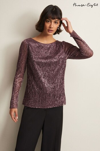 Phase Eight Gold Alix Sparkly Plisse Top (N04961) | £59