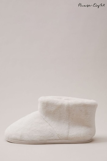 Phase Eight Cream Faux Fur Slipper Boots Docksteps (N04976) | £45