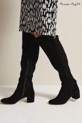 Phase Eight Milly Leather Knee High Black Boots (N04993) | £179