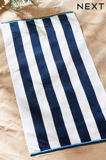 Blue Reversible Stripe Beach Towel (N05019) | £16