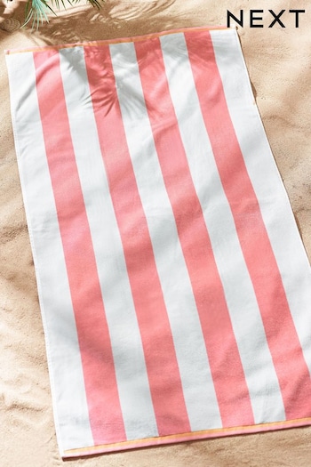 Pink Reversible Stripe Beach Towel (N05022) | £16