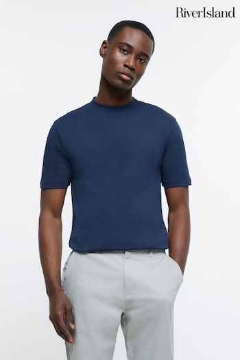 River Island Blue RI Studio Heavyweight Slim Fit T-Shirt (N05052) | £15