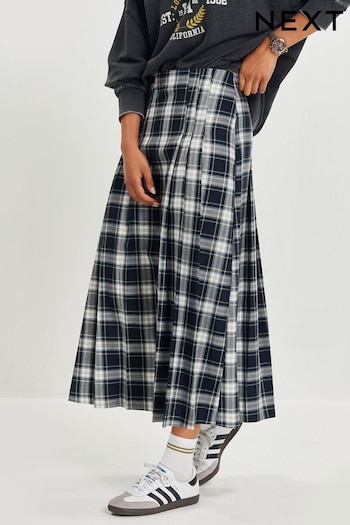Blue Check Maxi Skirt (N05107) | £36