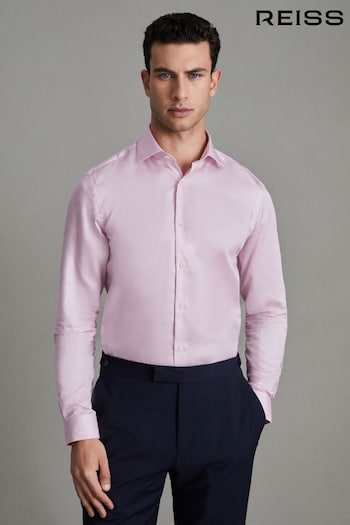 Reiss Pink Remote Cotton-Satin Long Sleeve Shirt (N05133) | £78