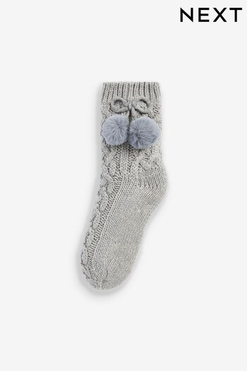Grey Lurex Chunky Slipper Socks 1 Pack (N05197) | £15