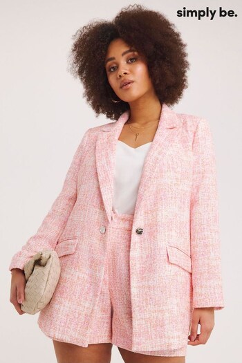 Simply Be Pink And Orange Mix Edge To Edge Boucle Blazer (N05204) | £45