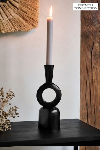 French Connection Black Rustic Taper Candle Holder Medium (N05246) | £24