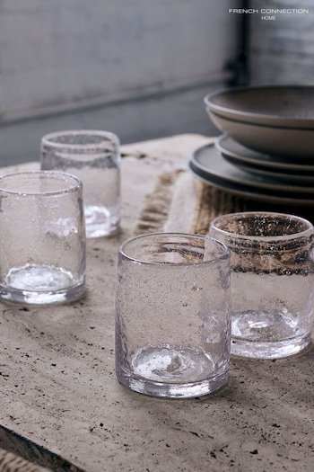 French Connection Set of 4 Clear Handmade Bubble Set of 4 Tumbler Glasses (N05273) | £38