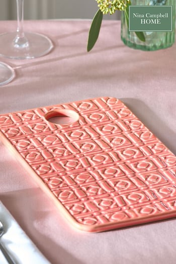 Nina Campbell Coral Pink Debossed Platter (N05288) | £16