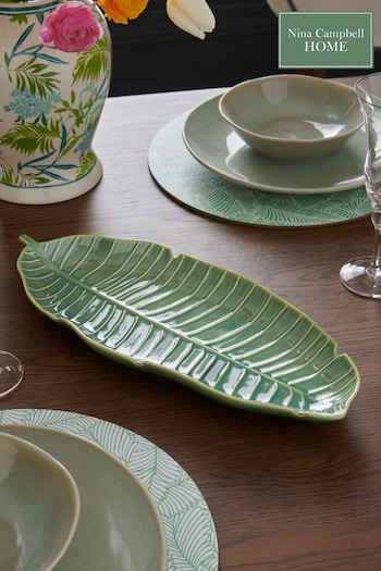 Nina Campbell Green Leaf Shaped Platter (N05290) | £20