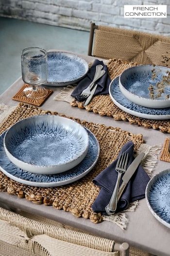 French Connection 12 Piece Blue Westcott Reactive Dinner Set (N05309) | £110