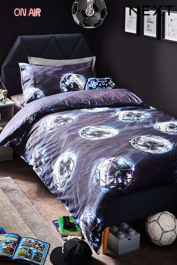 Navy Blue Digital Football Duvet Cover and Pillowcase Set (N05391) | £26 - £36