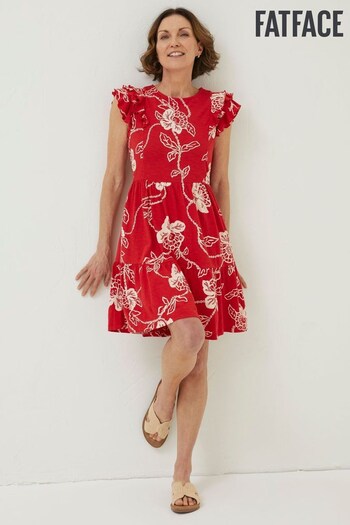 FatFace Red Laurie Batik Jersey Dress (N05409) | £49.50