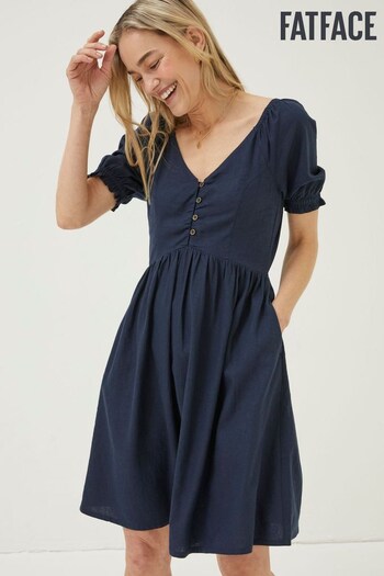 FatFace Blue Aideen Linen Dress (N05415) | £69