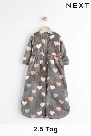 Grey Hearts Brooklyn Supersoft Fleece Long Sleeve 2.5 Tog Sleep Bag (N05431) | £30 - £34