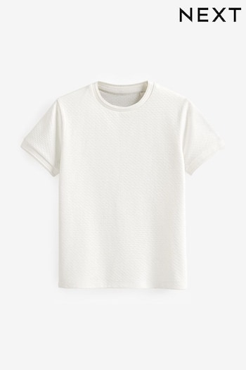 White Short Sleeve Textured T-Shirt (3-16yrs) (N05450) | £6 - £19