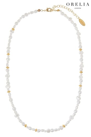 Orelia London Gold Plated Mixed Pearl & Bead Necklace (N05482) | £25
