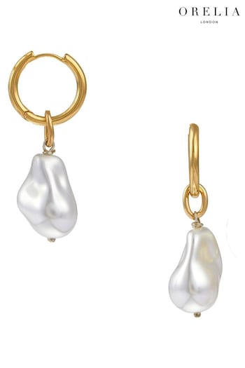 Orelia London Gold Plated Statement Pearl Drop Earrings (N05510) | £28