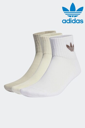 adidas Originals Mid-Cut Brown Ankle Socks - 3 Pairs (N05532) | £12