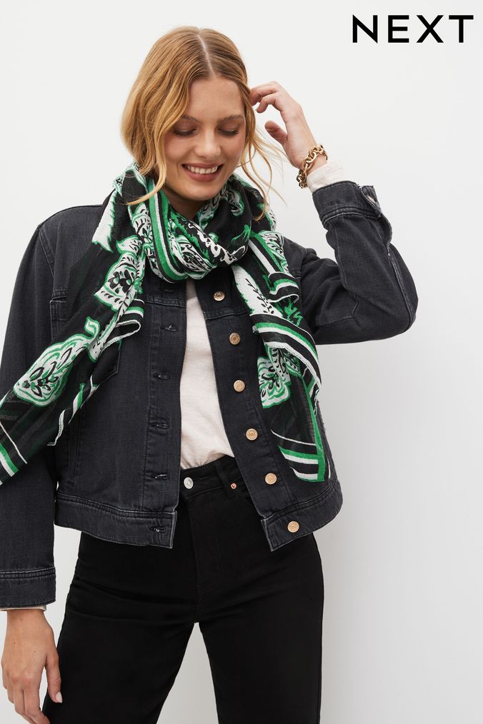 Green shop black scarf