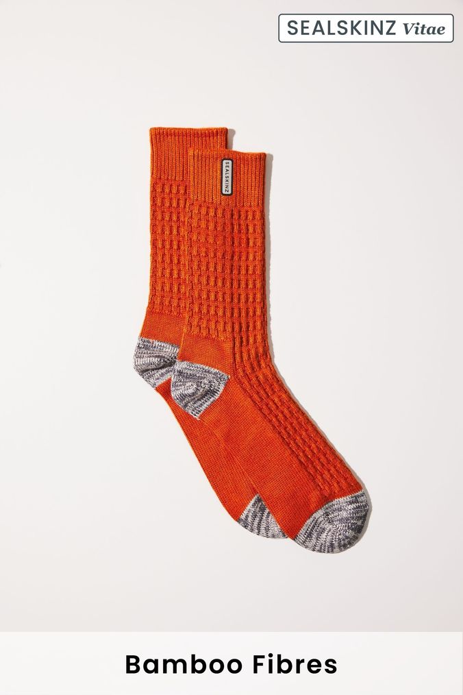 SEALSKINZ Mens Wroxham Bamboo Mid Length Waffle Socks (N05575) | £18
