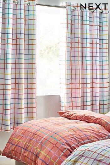 Multi Check Ombre Eyelet Blackout Curtains (N05615) | £16 - £24