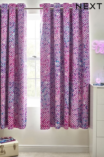 Purple Pixel Eyelet Blackout curtains (N05616) | £36 - £66