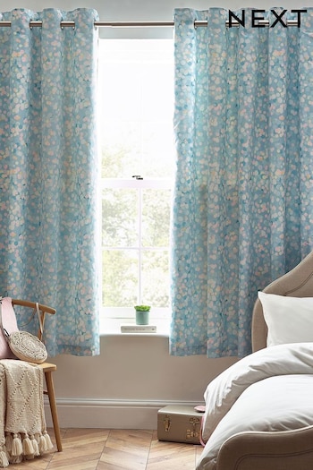 Teal Blue Ombre Eyelet Blackout Curtains (N05617) | £40 - £70