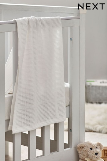 White 100% Cotton Baby Cellular Blanket (N05721) | £10