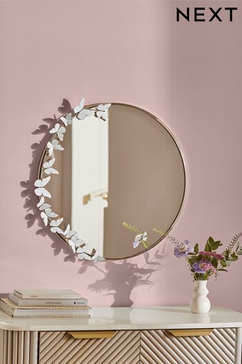 Champagne Gold Round Butterfly Wall Mirror (N05750) | £70