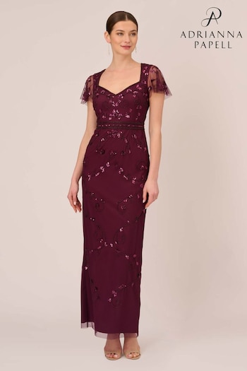 Adrianna Papell Red Beaded Long Dress (N05760) | £159