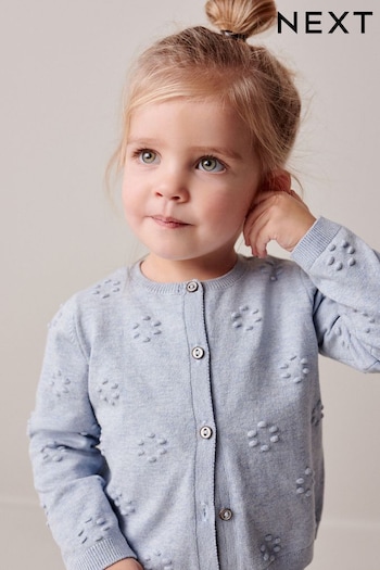 Light Blue Flower Bobble Cardigan (3mths-10yrs) (N05829) | £11 - £14