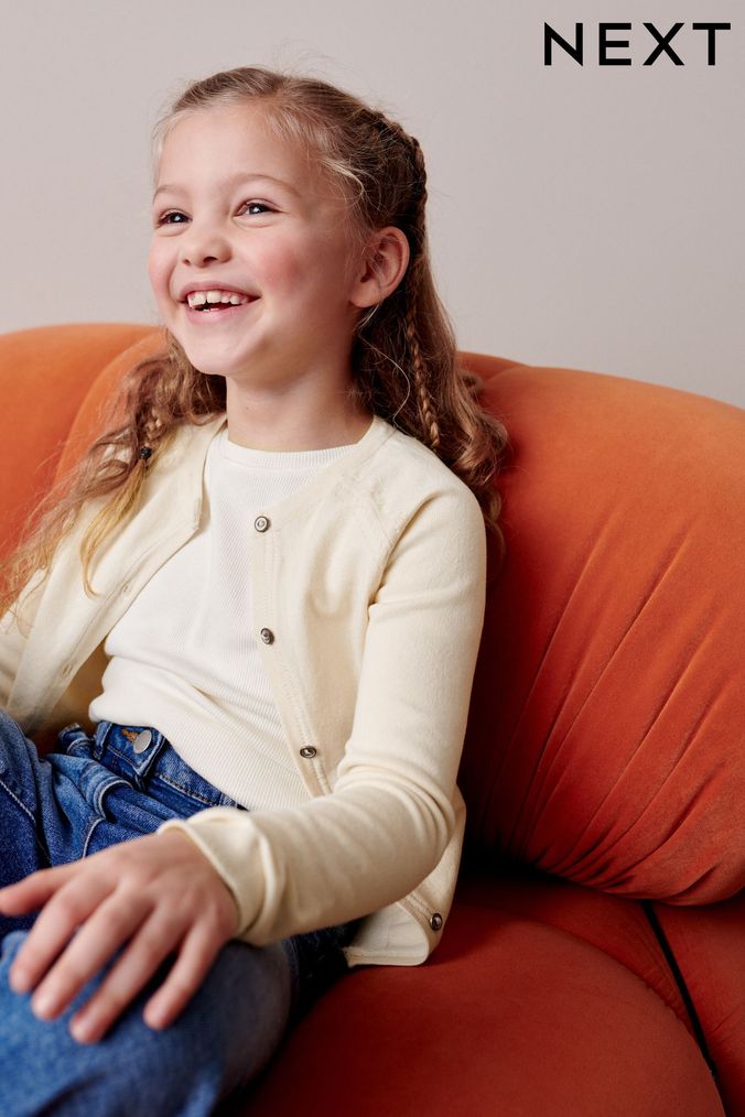 Girls Cream Cardigans Cream Long Short Cardigans for Girl Next