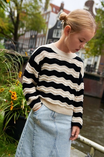 Monochrome Stripe Knitted Jumper (3-16yrs) (N05866) | £20 - £25