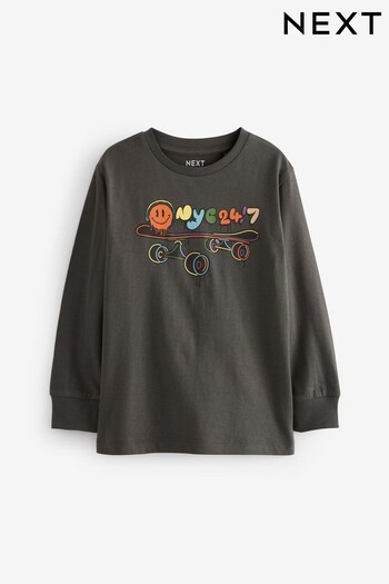 Grey Skate Long Sleeve Graphic T-Shirt (3-16yrs) (N05873) | £7 - £12